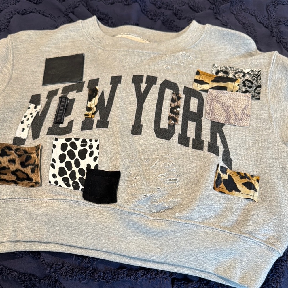 Gray and Black Animal Print Hoodie Sweatshirt